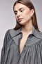 Women's Oversized Ruched Low-Shoulder Textured Shirt - Cuff Detail - 5