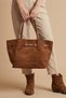 Ferny Belt, Buckle and Stitching Detailed Suede Arm and Shoulder Bag Brown - 8