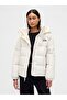 Kadın Beyaz Logo Puffer Şişme Mont