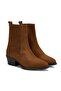 Women's Tan Heeled Suede Boots