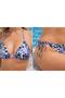 Women's Blue Leopard Detail Lycra Side Tie Halter Neck Stylish Drawstring Triangle Bikini Set - 6