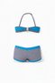Girl's Blue Black Striped Shorts 4-12 Years Strapless Bikini Set Hzl24S-Lc9034 - 2