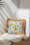 Lemoncello Watercolor Lemon Design Fringed Velvet Throw Pillow Cover - 43X43Cm