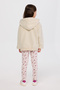 Girl's Zippered Heart Detailed Beige Sweatshirt - 6