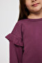 Girl's Ruffle Detailed Plum Sweatshirt - 2