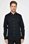 Men's Slim Fit Slim Fit Cotton Long Sleeve Black Button Collar Shirt - 2