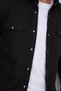Men's Slim Fit Slim Fit Long Sleeve Denim Jeans Double Pocket Snap Fastener Black Shirt - 3