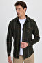 Men's Slim Fit slim fit checkered pocket khaki lumberjack shirt - 5