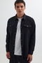 Slim Fit Long Sleeve Slim Fit Denim Double Pocket Sports Collar Men's Black Shirt - 2