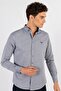 Men's Slim Fit Slim Cut Long Sleeve Cotton Oxford Texture Easy-Iron Gray Button-Down Collar Shirt - 2