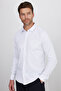 Slim Fit Long Sleeve Lycra Plain Stretch White Men's Shirt - 5