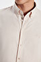 Men's Slim Fit Slim Fit Long Sleeve Cotton Oxford Texture Easy Ironing Beige Button Lapel Shirt - 3