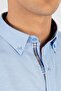 Men's Slim Fit Slim-Cut Long Sleeve Cotton Oxford Texture Easy-Iron Blue Button-Down Collar Shirt - 4