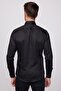 Slim Fit Long Sleeve Cotton Satin Men's Black Shirt - 5