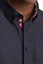 Men's Slim Fit Long Sleeve Cotton Oxford Fabric Navy Button-Down Collar Shirt - 5
