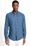 Men's Slim Fit Slim Fit Long Sleeve 100% Cotton Linen Texture Buttoned Lapel Indigo Shirt - 2