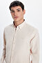 Men's Slim Fit Slim Fit Long Sleeve Cotton Oxford Texture Easy Ironing Beige Button Lapel Shirt