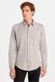 Slim Fit Long Sleeve Oxford Texture Dobby Piping Men's Cream Shirt