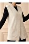 Beaded Stylish Patterned Mother's Vest with Pearl Detail / Cream