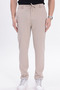 Men's Jogger Pants, Cream Color, Tie-Waist and Belted, 2 Back Pockets, Regular Fit, Comfortable Cut - 4