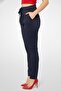 Women Regular Fit Solid Straight Leg Pants, Navy - 3