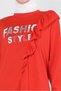 Text Printed Ruffle Detail Sweatshirt Tunic 43699 - 4