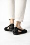 Women's Black Open Back Bowknot Knitwear Ballerina 1cm Byndmtf03 - 3