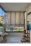 String Traction Height Adjustable Brown Cream Striped Balcony Curtain Thick Fabric - 5