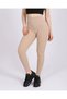 Women's Beige Ribbed High Waist Seamless Knitted Ribbed Leggings - 3