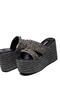 Women's Straw Knitted Buckle High Platform Heeled Slippers 2225 - 2