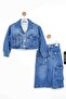 Girl's Shirt with Jacket Collar Fleto Pocket Snap Covered 5-14 Years 24205 - 7