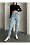 Mely Jeans Comfortable Blue Snow Wash Mom Jean-5 - 4