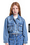 Girl's Shirt with Jacket Collar Fleto Pocket Snap Covered 5-14 Years 24205 - 2