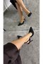 Buckle Detailed Black Matte Satin Women's Stiletto 10 cm Heel - 5