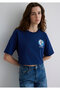 Snoopy Printed Navy Blue T-Shirt Crop / Short Cut 1613360 -70491