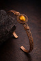 Women's Copper Bracelet Original Natural Tiger Eye Stone Cylinder Model Pure Copper Bracelet - 3