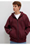 Hooded Zippered Claret Red Basic Sweatshirt 066979-70426