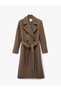 Trench Coat Long Sleeve Pocketed Double-Breasted Belted - 3
