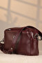 Claret Red Color Leather Bag 3 Compartments - 40125, Genuine Leather, Shoulder Strap, Plain Claret Red - 3