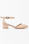 Women's Nude Faux Leather Skin Closed Back Short Thick Heeled Comfortable and Stylish Slit Belly Shoes - 2