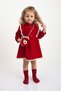 Girl's Winter Red New Year's Dress with Bag and Lace Long Sleeves (2-3-4-5 Years) - 3