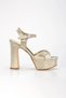 Women's Gold Cat Eye High Platform Blunt Toe Heels Comfortable and Fashionable Shoes and Bag Combination - 7