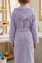 Children's Bathrobe Cotton Pcs Hooded Lilac 13-18 Years Unisex-Girl-Boy Belt Pcs Dolphin Embroidery Youth Bathrobe - 5