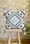 Punch Embroidered Single Decorative Special Design Gray Throw Pillow Cover (panch) - 5