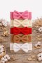 Baby Girl & Child Double Layer Bow Bandana Set of 5 (Pink/White/Red/Brown/Cream)