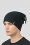 Beanie Drawstring Hanging Hip Hop Slouchy Popular Knitwear Lined Unisex Dark Anthracite - 3