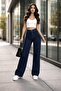Camelia Dark Blue Super High-Waist 90's Power Stretch Fabric Non-Fading Jeans Palazzo Pants - 5