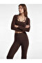 Long Sleeve Boat Neck Strap Detailed Sports Crop T-Shirt - 2