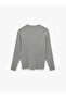 Regular Fit Long Sleeve Striped Textured Crew Neck Knit Sweater - 4