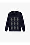 Regular Fit Long Sleeve Diamond Pattern V-Neck Polo Knitwear Sweater - 3